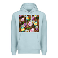 Blue Mist Easter rabbit eggs Premium Hoodie - OliviaCreatesArt