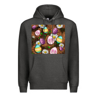 Charcoal Heather Easter rabbit eggs Premium Hoodie - OliviaCreatesArt