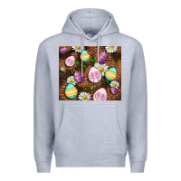Heather Grey Easter rabbit eggs Premium Hoodie - OliviaCreatesArt