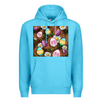Ocean Blue Easter rabbit eggs Premium Hoodie - OliviaCreatesArt