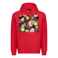 Red Easter rabbit eggs Premium Hoodie - OliviaCreatesArt
