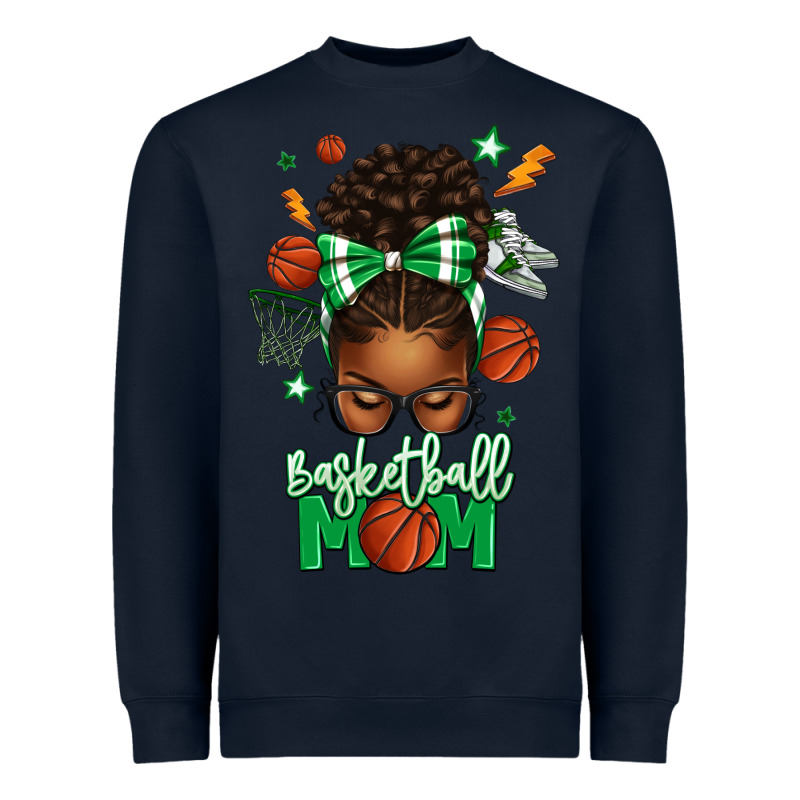 Basketball Mom Afro Messy Bun Heavyweight Sweatshirt by texasbilliewilder | Teevron