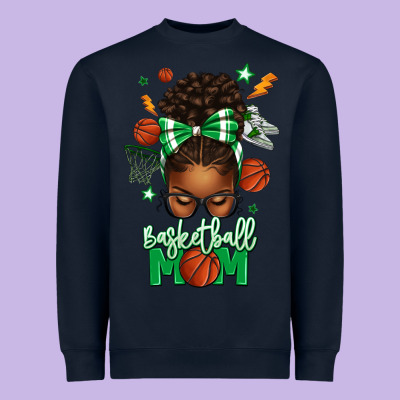 Basketball Mom Afro Messy Bun Heavyweight Sweatshirt Designed By Texasbilliewilder