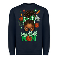 Navy Basketball Mom Afro Messy Bun Heavyweight Sweatshirt - texasbilliewilder