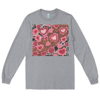 Heather Grey valentine's day hearts with leopard and cowhide Long Sleeve Tee - RanaPortraitStore