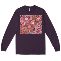 Plum valentine's day hearts with leopard and cowhide Long Sleeve Tee - RanaPortraitStore