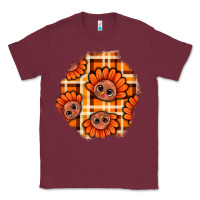 Burgundy Thanksgiving Turkey With Tartan Patch Classic Tee - BundleAndBundleShop