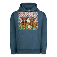 Pigment Midnight Navy easter cow Urban Hoodie - CowhideDigitalArt