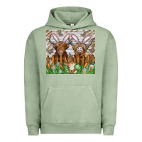 Pigment Oil Green easter cow Urban Hoodie - CowhideDigitalArt