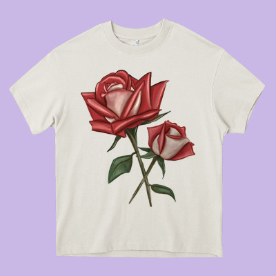Love Rose Grandiflora Rose Heavy Core Tee Designed By Lillyallendesigns