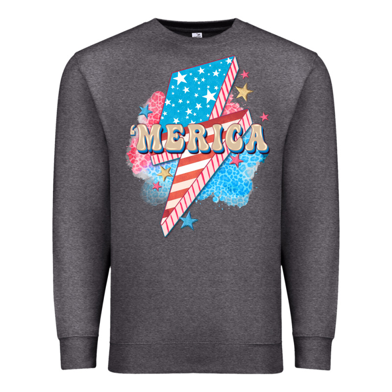 Merica Leopard Lightning Bolt Premium Sweatshirt by FaDigitalArtStudio | Teevron
