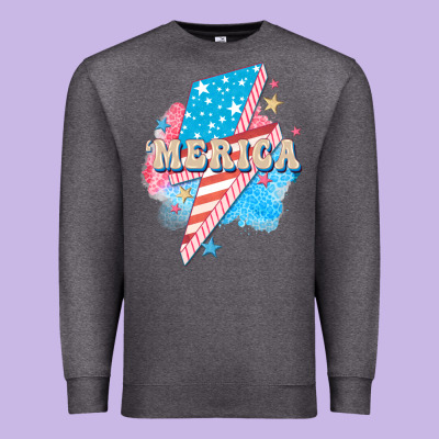 Merica Leopard Lightning Bolt Premium Sweatshirt Designed By Fadigitalartstudio