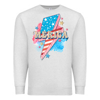 Oatmeal Heather Merica leopard lightning bolt Premium Sweatshirt - FaDigitalArtStudio