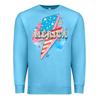 Ocean Blue Merica leopard lightning bolt Premium Sweatshirt - FaDigitalArtStudio