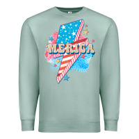 Seafoam Merica leopard lightning bolt Premium Sweatshirt - FaDigitalArtStudio