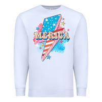 White Merica leopard lightning bolt Premium Sweatshirt - FaDigitalArtStudio