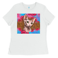 White Western Sphynx Cat Ladies Tee - LillyAllenDesigns