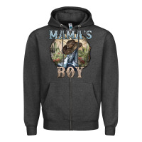 Charcoal Heather Mama's Boy western Cowboy boots cactus Zipper Hoodie - HowdyJamesFarm