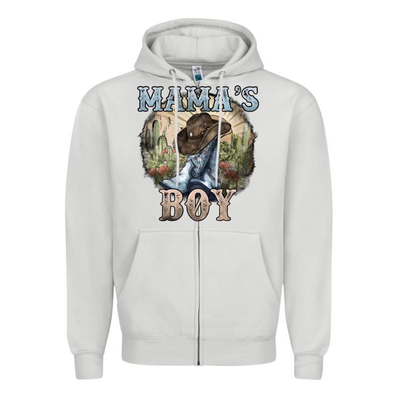 Mama's Boy Western Cowboy Boots Cactus Zipper Hoodie by HowdyJamesFarm | Teevron