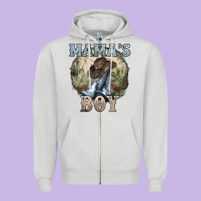 Mama's Boy Western Cowboy Boots Cactus Zipper Hoodie Designed By Howdyjamesfarm