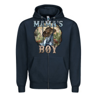 Navy Mama's Boy western Cowboy boots cactus Zipper Hoodie - HowdyJamesFarm
