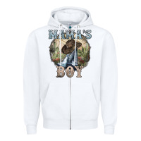 White Mama's Boy western Cowboy boots cactus Zipper Hoodie - HowdyJamesFarm