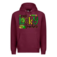 Burgundy St. Patrick's One lucky Teacher Premium Hoodie - OliviaCreatesArt