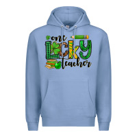 Colony Blue St. Patrick's One lucky Teacher Premium Hoodie - OliviaCreatesArt