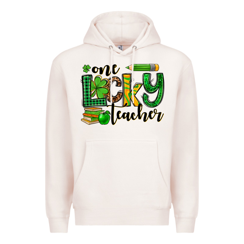 St. Patrick's One Lucky Teacher Premium Hoodie by OliviaCreatesArt | Teevron