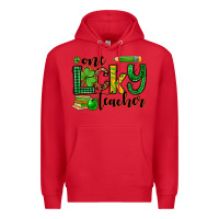 Red St. Patrick's One lucky Teacher Premium Hoodie - OliviaCreatesArt