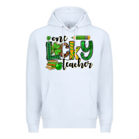 White St. Patrick's One lucky Teacher Premium Hoodie - OliviaCreatesArt