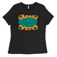 Black sunflower background Ladies Tee - BarkalooDesign