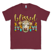 Burgundy Western Blessed Mom Charolais Bull Mother's Day Classic Tee - LillyAllenDesigns