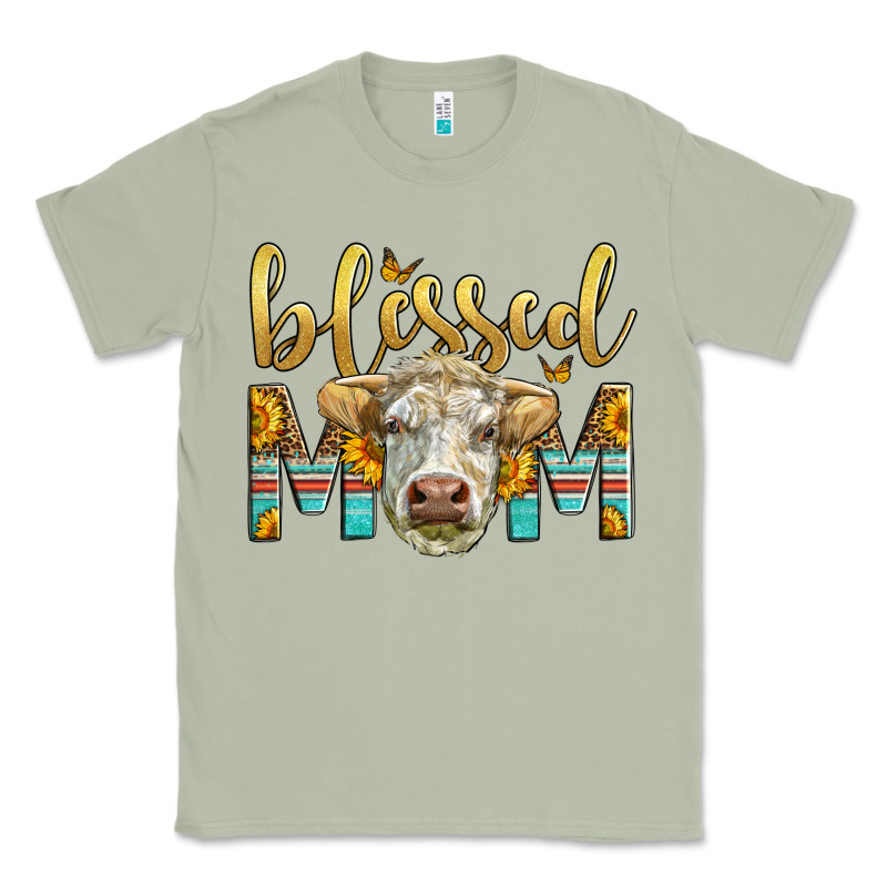 Western Blessed Mom Charolais Bull Mother's Day Classic Tee by LillyAllenDesigns | Teevron