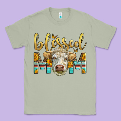 Western Blessed Mom Charolais Bull Mother's Day Classic Tee Designed By Lillyallendesigns