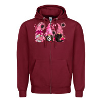 Burgundy breast cancer gnomes Zipper Hoodie - CowGirlArtShop