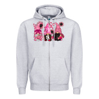 Heather Grey breast cancer gnomes Zipper Hoodie - CowGirlArtShop