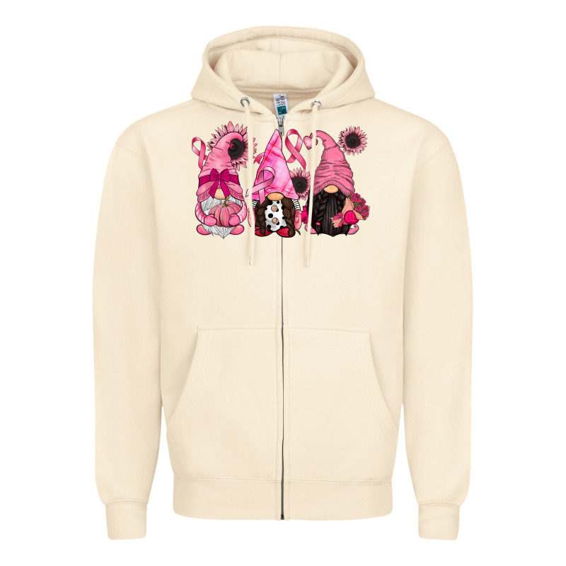 Breast Cancer Gnomes Zipper Hoodie by CowGirlArtShop | Teevron