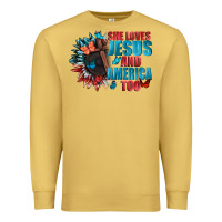 Antique Gold She love Jesus and America too Premium Sweatshirt - FaDigitalArtStudio