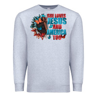 Heather Grey She love Jesus and America too Premium Sweatshirt - FaDigitalArtStudio