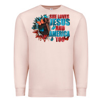 Pale Pink She love Jesus and America too Premium Sweatshirt - FaDigitalArtStudio