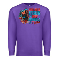 Purple She love Jesus and America too Premium Sweatshirt - FaDigitalArtStudio