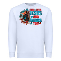 White She love Jesus and America too Premium Sweatshirt - FaDigitalArtStudio