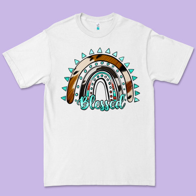 Blessed Rainbow Cowhide Aztec Premium Tee Designed By Jasminsmagicworld