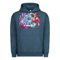 Pigment Midnight Navy bea flamingo in a flock of pigeons Urban Hoodie - CowhideDigitalArt