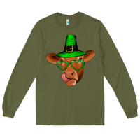 Army Green St Patricks Day Cow Long Sleeve Tee - Bettercallsaul