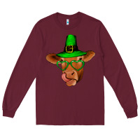 Burgundy St Patricks Day Cow Long Sleeve Tee - Bettercallsaul