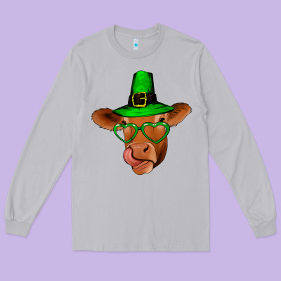 St Patricks Day Cow Long Sleeve Tee Designed By Bettercallsaul