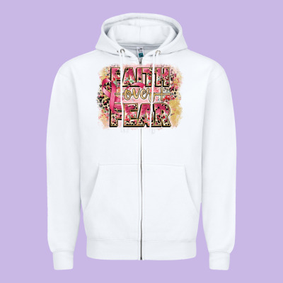 Faith Over Fear Breast Cancer 12 Inches 300 Dpi Zipper Hoodie Designed By Cowgirlartshop