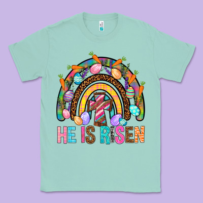 He Is Risen Rainbow Classic Tee Designed By Bundleandbundleshop